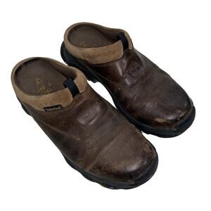 Timberland Men's Brown Leather Slip-On Clogs Size 8M
